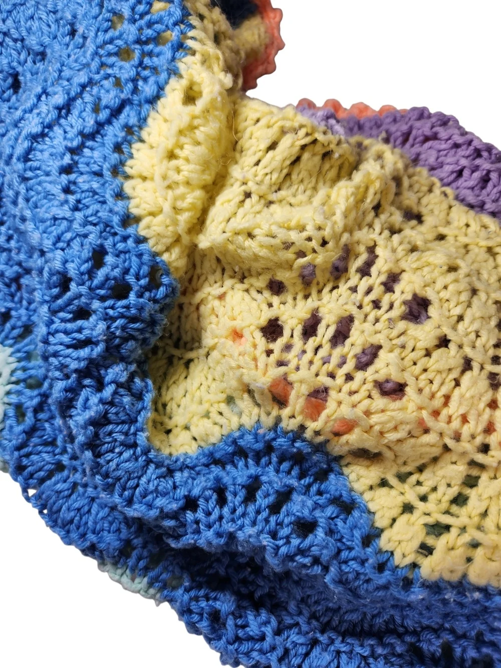 Handmade Crochet Knit Blanket Pastel Rainbow Ripple Throw Nursery Grannycore 45